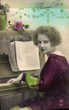 CPA Bonne fete femme Piano