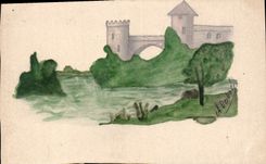 CPA Chateau (dessin a la main)