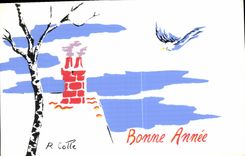CPA Bonne Annee Oiseau