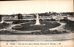 CPA Tours Place des Arts Square Rabelais Statue par H Dumaige 