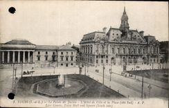 CPA Tours I et L le Palais de Justice l'Hotel de Ville et la Place Cote Sud 