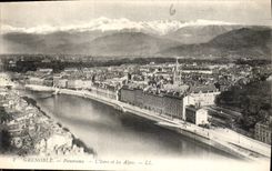 CPA Grenoble panorama l'Isere et les Alpes 