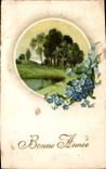 CPA Bonne Annee Fleurs