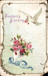 CPA Souhaits Sinceres Fleurs Colombe