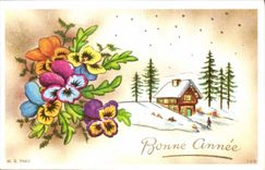 CPA Bonne Annee Fleurs