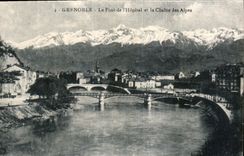 CPA Grenoble Le Pont de L'Hopital et la Chaine des Alpes 