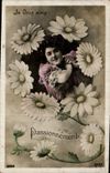 CPA Femme Fleurs