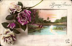 CPA Bonne Annee Fleurs