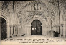 CPA Loches Eglise Saint Ours Jadis Collegiale Notre Dame Martex et Portail rehausse et sculptures en