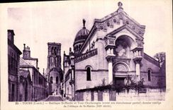 CPA Tours I et L Basilique St Martin et Tour Charlemagne avant son ecroulement partiel dernier vesti