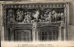 CPA Amboise I et L La Chapelle du Chateau Bas relief represantant la Vision de Saint Hubert Saint Ch