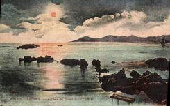 CPA Cannes coucher de Soleil sur l'Esterel 