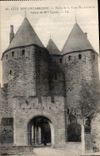 CPA Cite de Carcassonne Porte de la Tour Narbonnaise Statue de Mme Caecas 