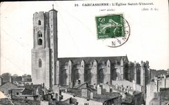 CPA Carcassonne l'eglise Saint Vincent 