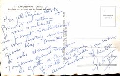 CPM Carcassonne Aude la Gare et le Pont sur le Canal du Midi 