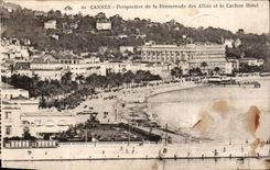 CPA Cannes Perspective de la Promenade des Allies et le Carlton Hotel 