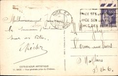 CPA Cote d'Azur artistique Nice vue generale prise du Chateau 