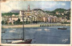 CPA Le Vieux Menton vu du Port Bateau