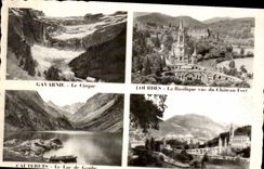 CPA Gavarnie le Cirque Lourdes la Basilique vue du Chateau Fort Cauterets le Lac de Gaube 