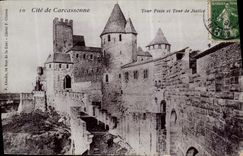 CPA Cite de Carcassonne Tour Pinte et Tour de Justice 