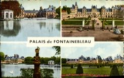 CPA Palais de Fontainebleau Le Chateau et le Pavillon de l'Etang des Carpes La Grille d'Honneur et l