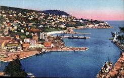 CPA Nice A M Entree du Port et Mont Boron 