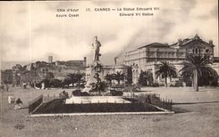 CPA Cote d'Azur Cannes la Statue Edouard VII 