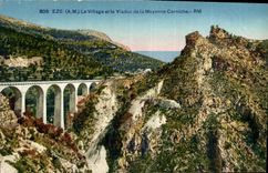 CPA Eze A M le Village et le Viaduc de la Moyenne Corniche 