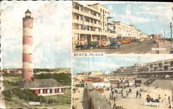 CPA Berck plage Le phare La promenade La plage et le remblai