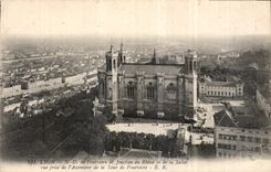 CPA Lyon N D de Fourviere et Jonction du Rhone et de la Saone vue prise de l'Ascenseur de la Tour de