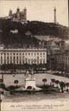 CPA Lyon Place Bellecour Statue de louis XIV et le Coteau de Fourviere 