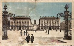 CPA Nancy Place Stanislas Theatre et Grand Hotel 