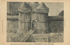 CPA Reconsitution de la Porte du Chateau de Domfront 