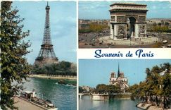 CPA Paris La Tour Eiffel L'Arc de Triomphe Notre Dame 