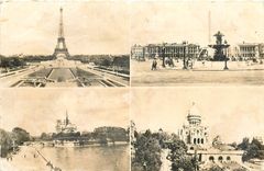 CPA Paris La Tour Eiffel Place de la Concorde Notre Dame Le Sacre Coeur 