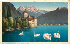 CPA Chateau de Chillon et les Dents du Midi 