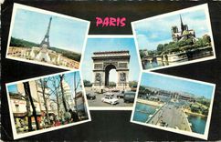 CPA Souvenir de Paris La Tour Eiffel et les Jeux d'Eau du Palais Chaillot l'arc de triomphe de l'eto