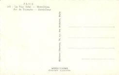 CPA Paris La Tour Eiffel Notre Dame arc de triomphe Sacre Coeur 