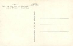 CPA Paris La Tour Eiffel Notre Dame Arc de triomphe Sacre Coeur 