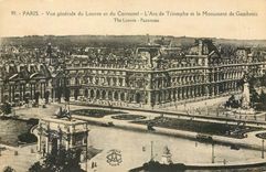 CPA Paris vue generale du Louvre et du Carrousel l'Arc de triomphe et le monument de Gambetta 