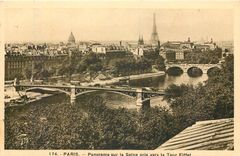 CPA Paris Panorama sur la Seine pris vers la Tour Eiffel 