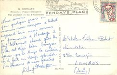 CPA Hendaye Frontiere Franci Espagnole vue generale et les 3 Couronnes