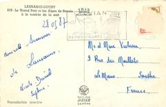 CPA Lausanne Ouchy le Grand Pont et les Alpes de Savoie a la Tombee de la nuit