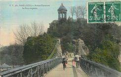 CPA Paris XIX Buttes Chaumont le Pont suspendu 