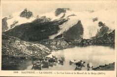 Dauphine CPA Low register the lake Lerie and solid mass of Meije (3987m) (cows)