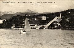 Evian les Bains CPA the beach and the tooth of oche