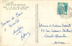 CPA Paris et ses Merveilles La tour Eiffel vue de l'avenue de New York