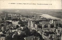 Angers CPA the castle the church St Laud Maine Seen from in the airplane