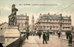 Angers CPA PLa Statue of Beaurepaire and the bridge of Center