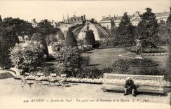 Angers CPA Garden of the Mall a point towards the fountain and the town hall